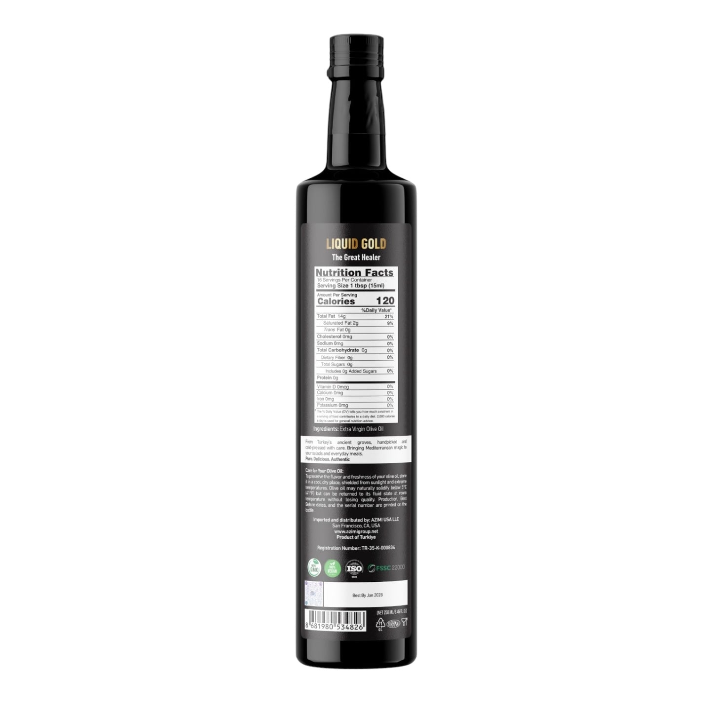 Azimi Premium Extra Virgin Olive Oil | 100% Natural , First Cold Pressed, Single Source, Non-GMO, Pure