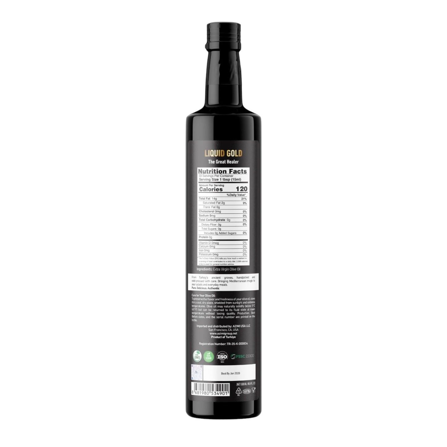 Azimi Premium Extra Virgin Olive Oil | 100% Natural , First Cold Pressed, Single Source, Non-GMO, Pure